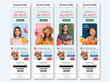Hair Cuttery retail marketing system — promotional banners and in-salon signage